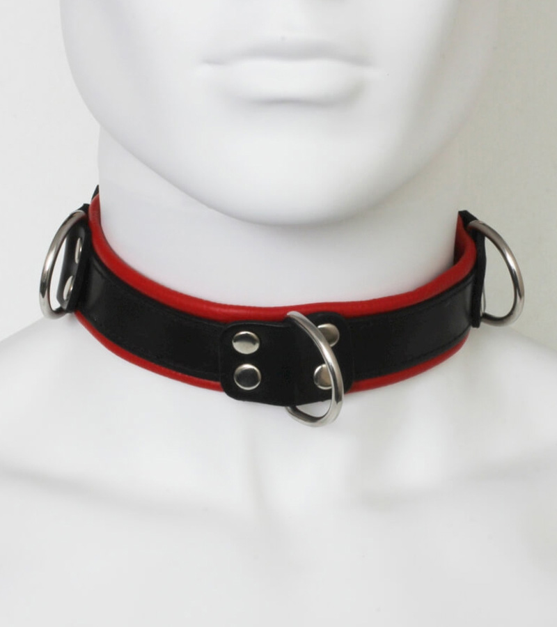 Deluxe Bondage Collar - BLACK/RED