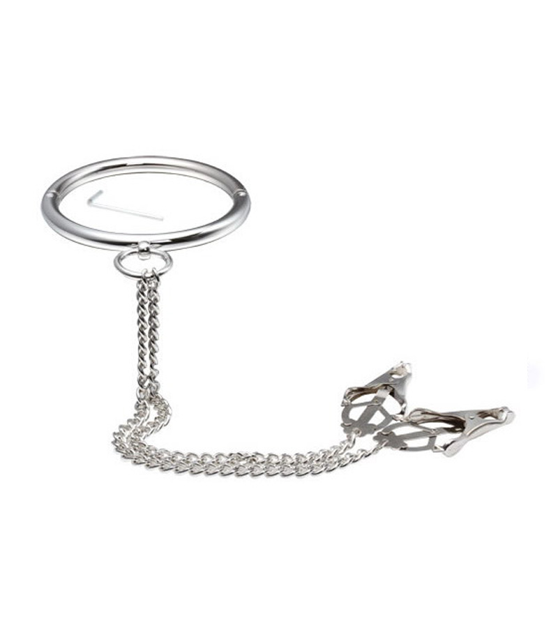 Round Bar Slave Collar W/ Clover Nipple Clamp